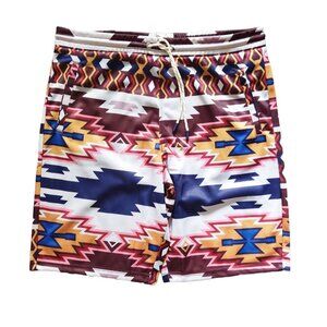 Fresh Prints of Bel Air Shorts Mens Large Aztec Geometric Print 90s Retro Drill